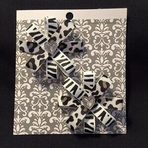 Black & White Zebra & Leopard Print Handmade Hair Bows, Bows For Infants, Childr